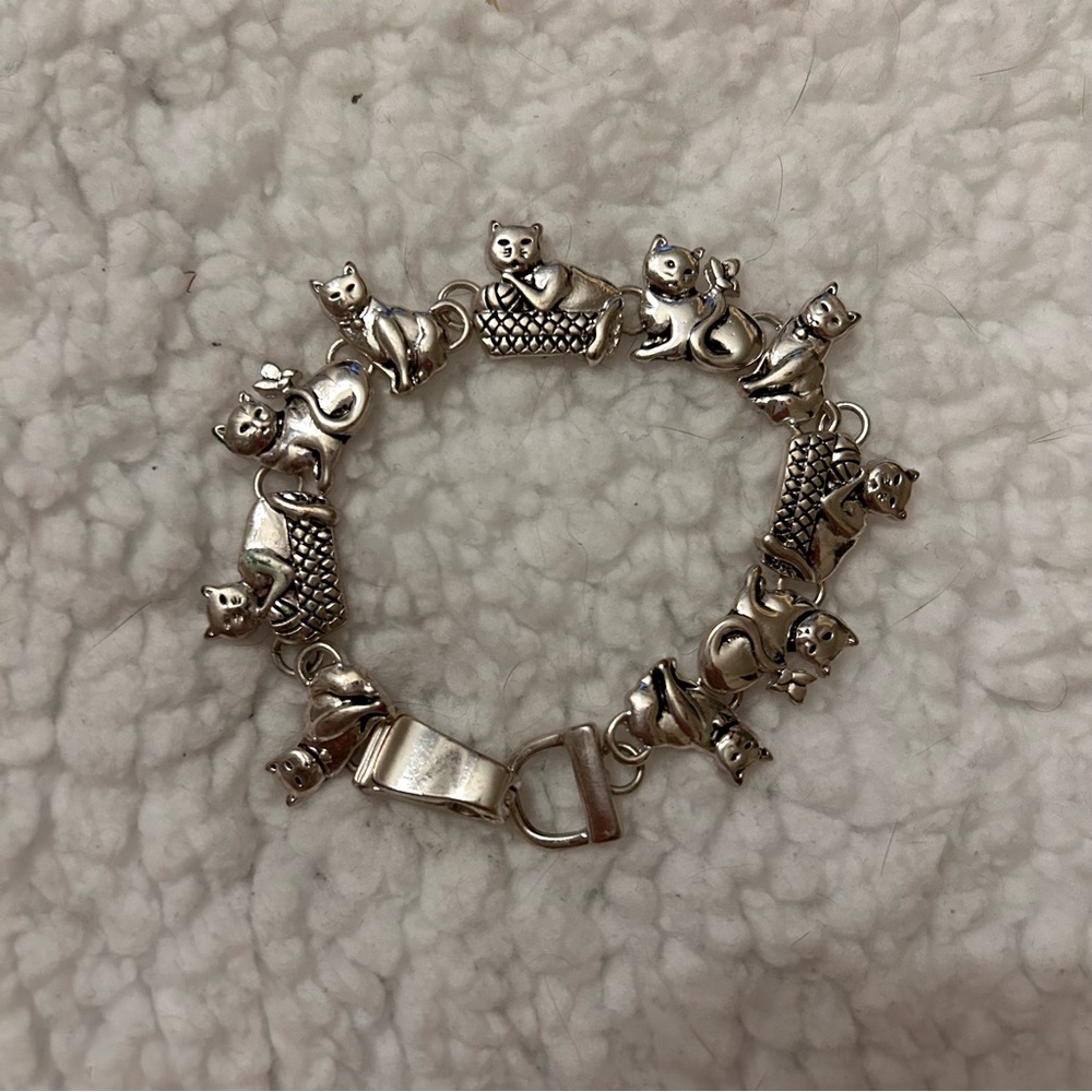 Bracelet, Silver, cats,